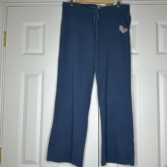 Twisted Heart Crystal Embellished Navy Sweatpants SzL - Picture 1 of 9